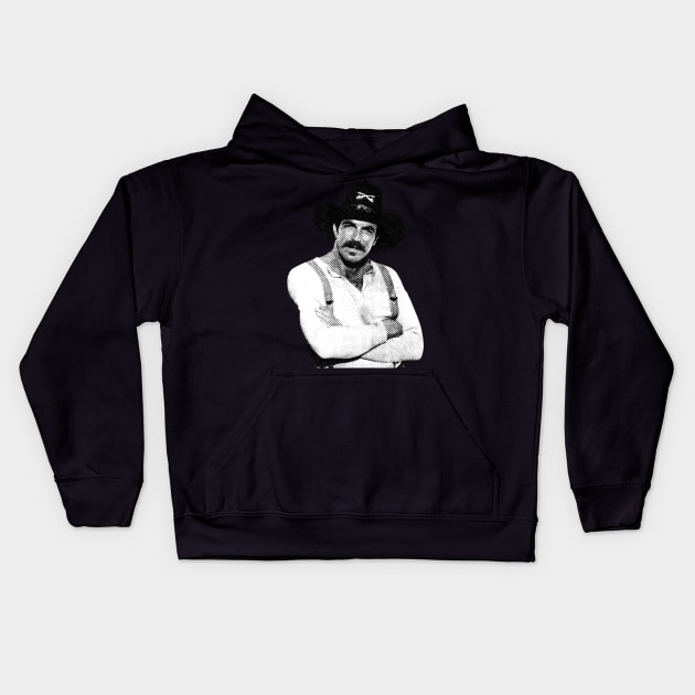 Tom Selleck Halftone Kids Hoodie by Resdis Materials